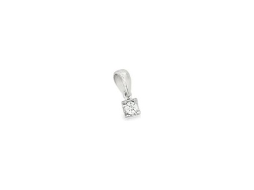 18K White Gold Natural Diamond Solitaire Pendant